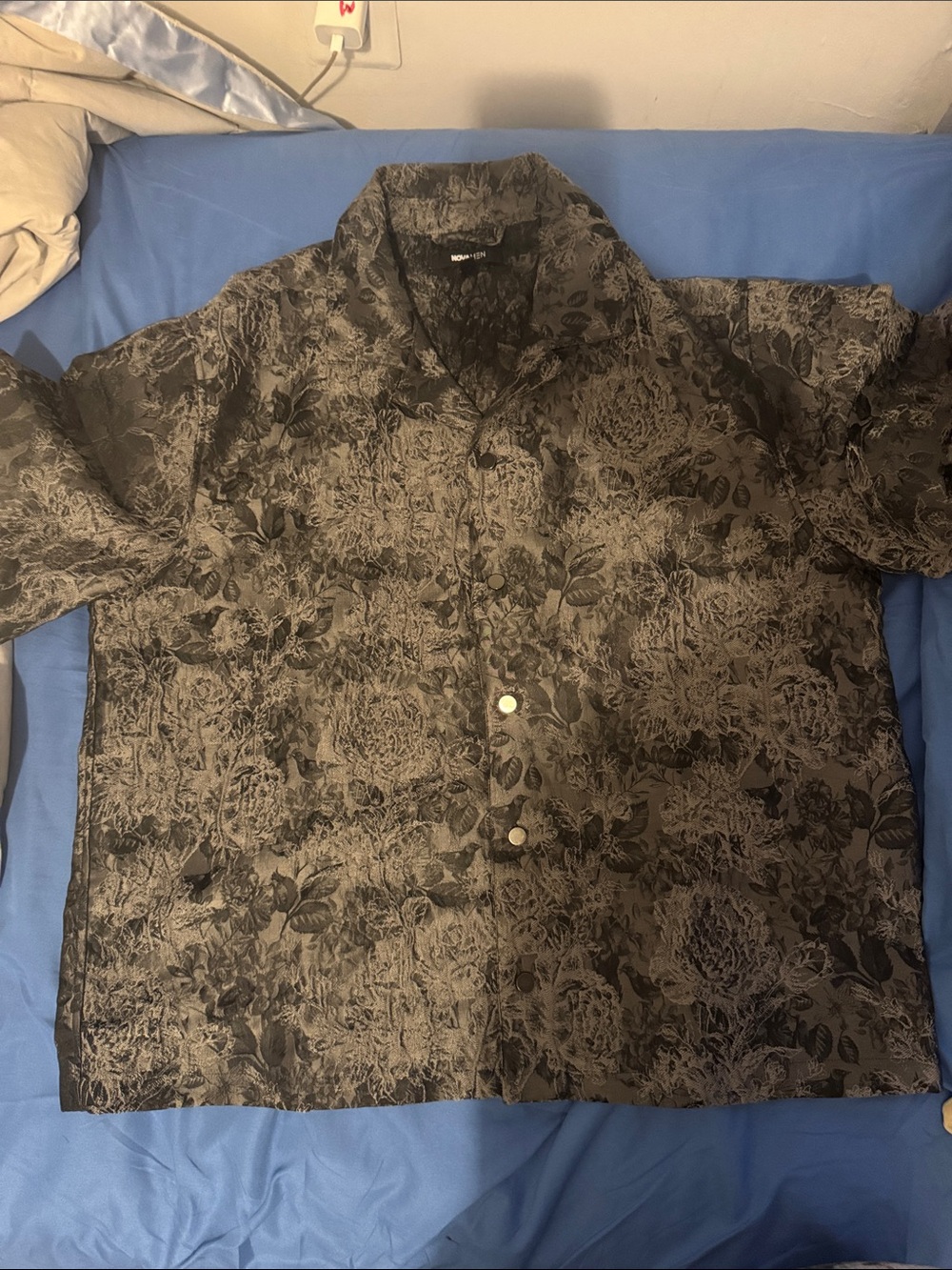 Fashion Nova Black Floral Lightweight Shirt Jacket
